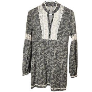 Free People Black & White Paisley Tunic/Dress with Eyelet Detail